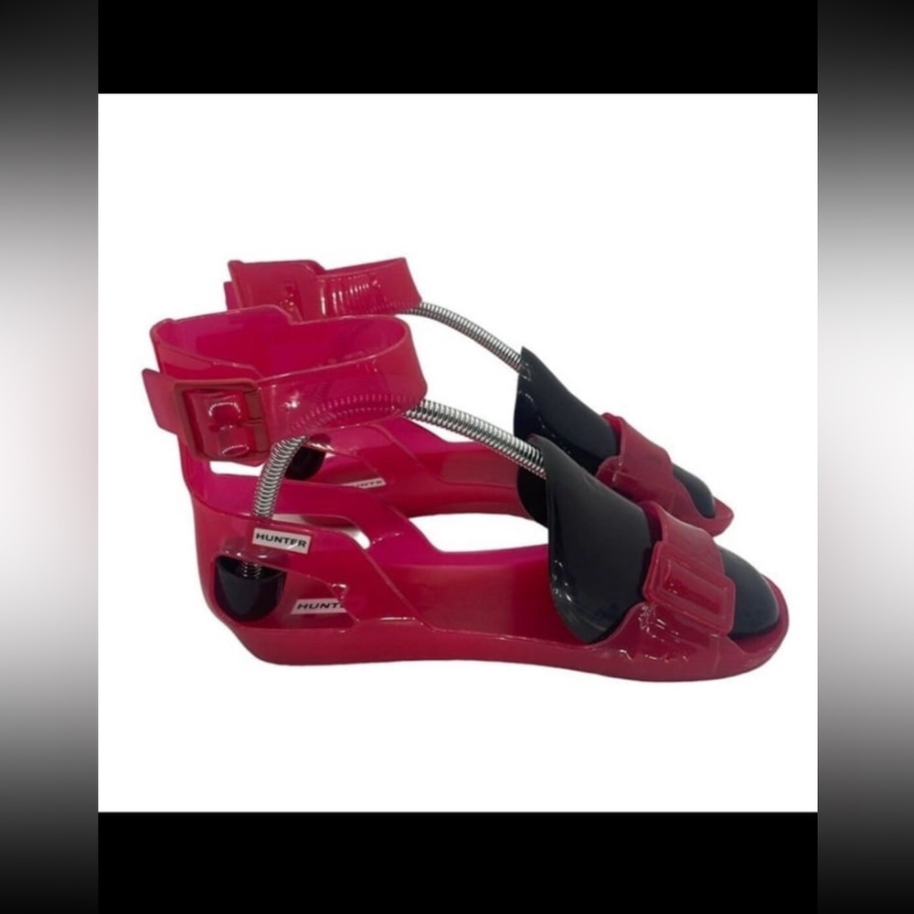 Hunter Womens Pink Tiffany Jelly Adj Ankle Strap Gladiator Open Toe Sandals
